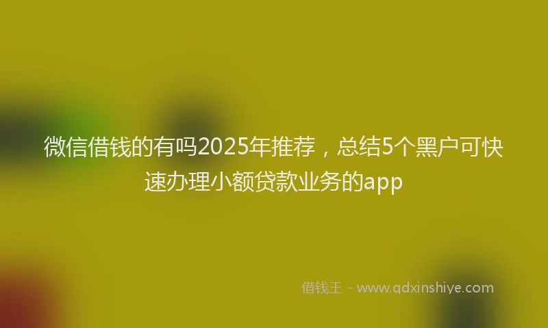 微信借钱的有吗2025年推荐，总结5个黑户可快速办理小额贷款业务的app