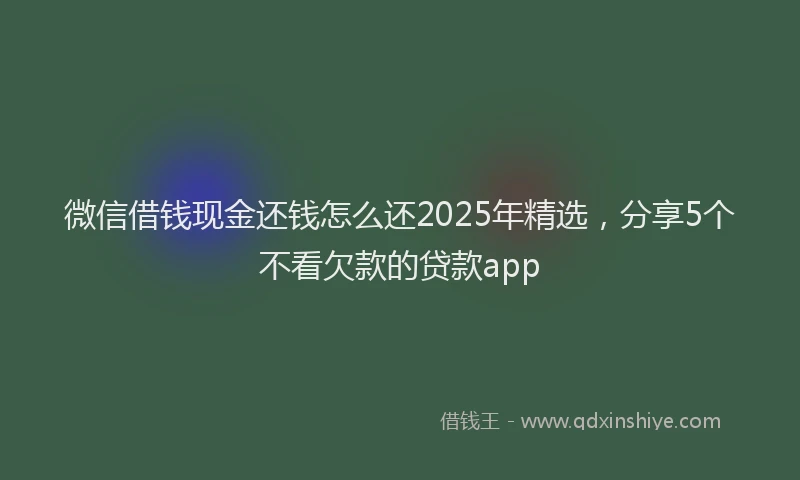 微信借钱现金还钱怎么还2025年精选，分享5个不看欠款的贷款app
