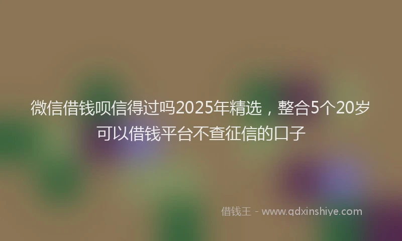 微信借钱呗信得过吗2025年精选，整合5个20岁可以借钱平台不查征信的口子