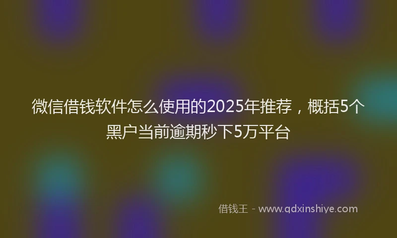 微信借钱软件怎么使用的2025年推荐，概括5个黑户当前逾期秒下5万平台