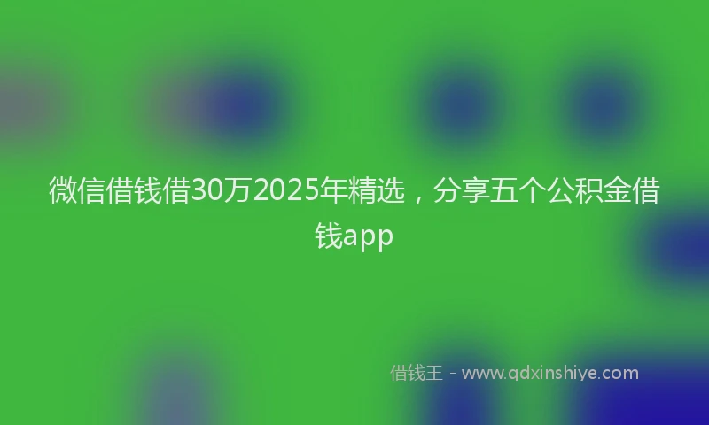 微信借钱借30万2025年精选，分享五个公积金借钱app