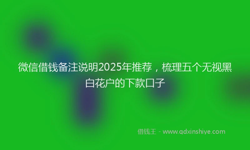 微信借钱备注说明2025年推荐，梳理五个无视黑白花户的下款口子