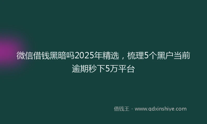 微信借钱黑暗吗2025年精选，梳理5个黑户当前逾期秒下5万平台