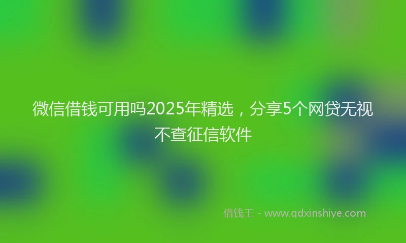 微信借钱可用吗2025年精选，分享5个网贷无视不查征信软件