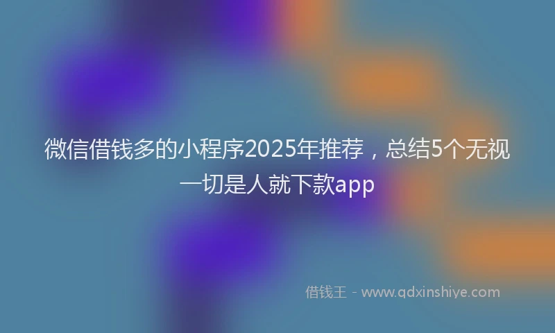 微信借钱多的小程序2025年推荐，总结5个无视一切是人就下款app
