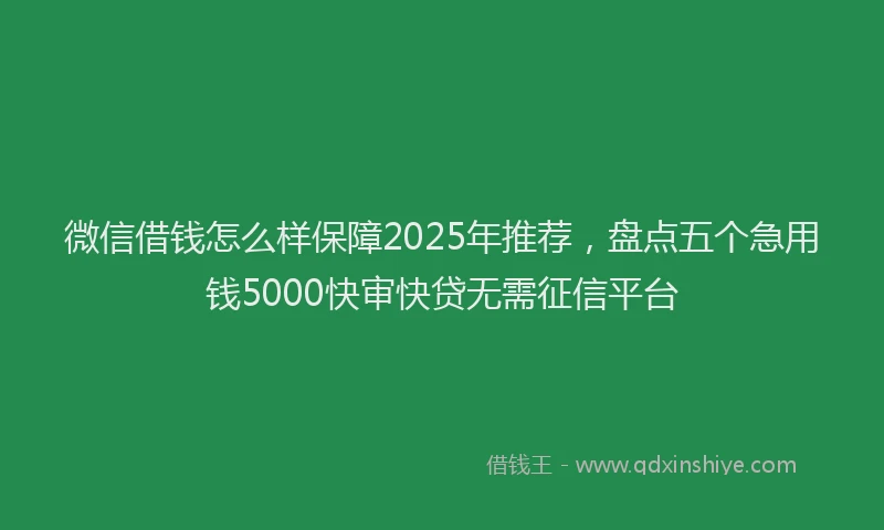 微信借钱怎么样保障2025年推荐，盘点五个急用钱5000快审快贷无需征信平台