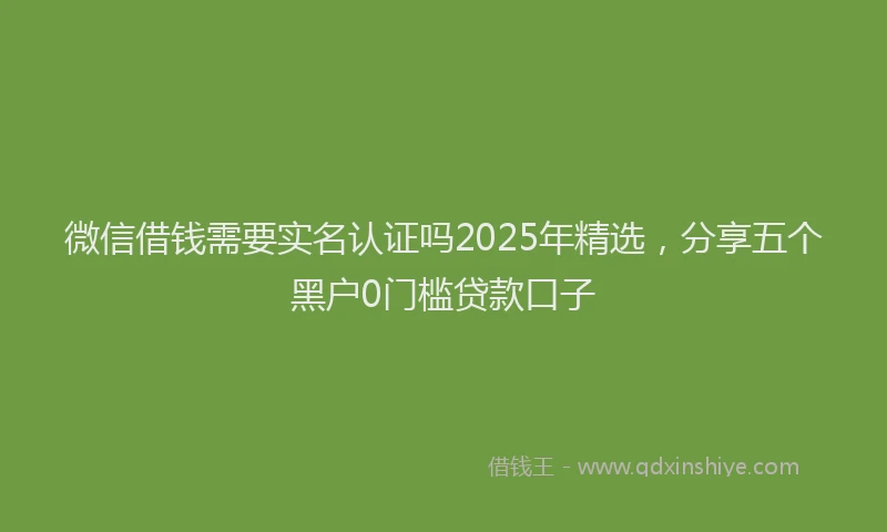 微信借钱需要实名认证吗2025年精选，分享五个黑户0门槛贷款口子