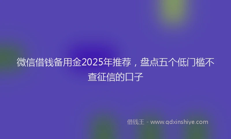 微信借钱备用金2025年推荐，盘点五个低门槛不查征信的口子