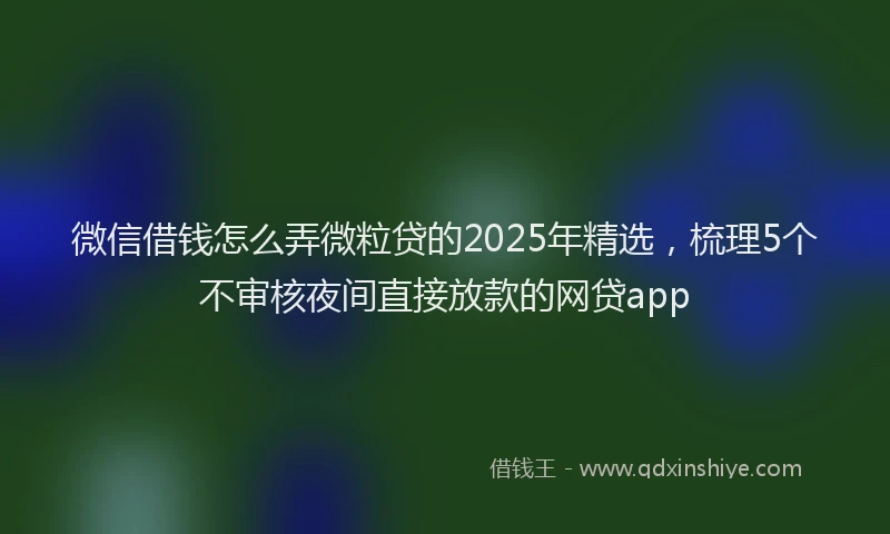 微信借钱怎么弄微粒贷的2025年精选，梳理5个不审核夜间直接放款的网贷app