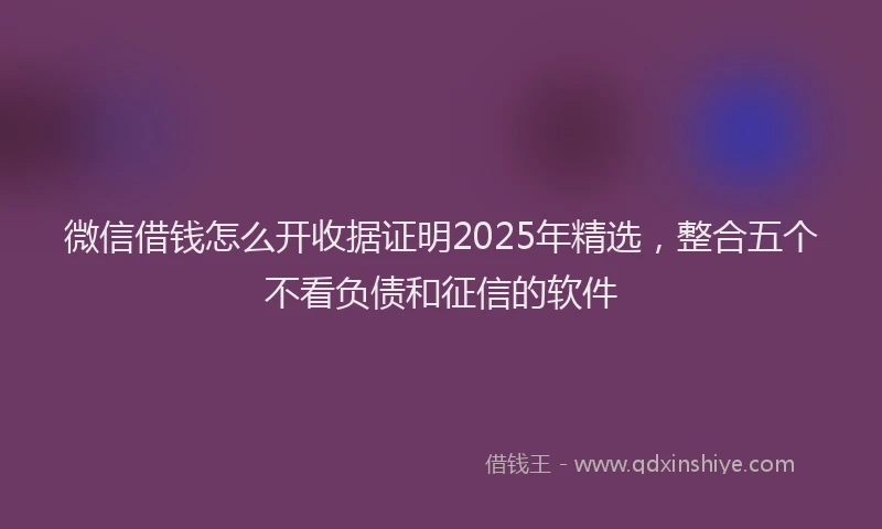 微信借钱怎么开收据证明2025年精选，整合五个不看负债和征信的软件