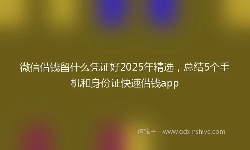 微信借钱留什么凭证好2025年精选，总结5个手机和身份证快速借钱app