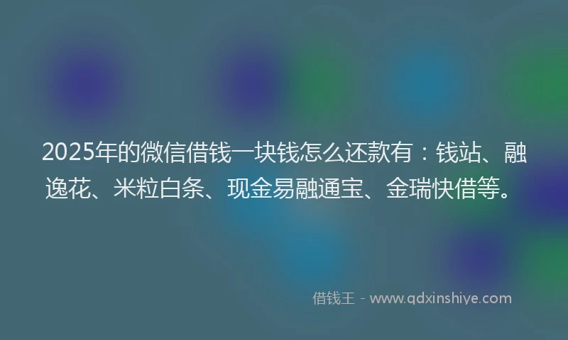 2025年的微信借钱一块钱怎么还款有：钱站、融逸花、米粒白条、现金易融通宝、金瑞快借等。