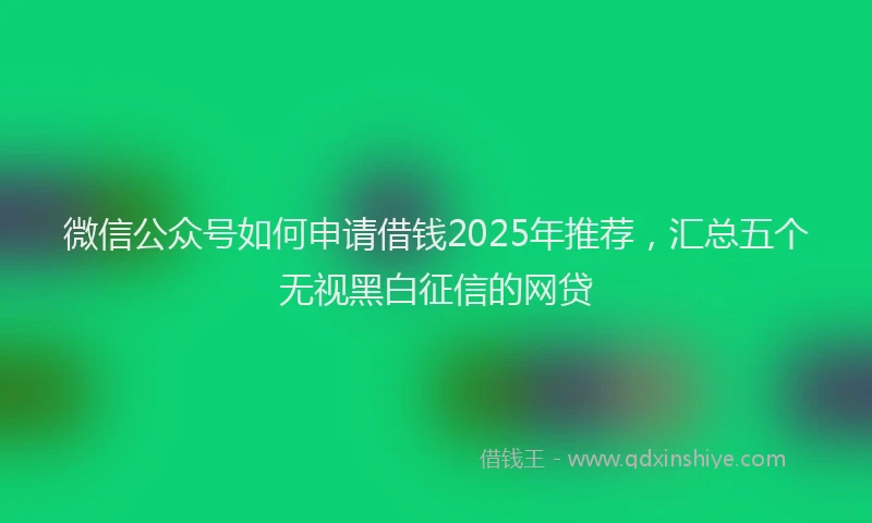 微信公众号如何申请借钱2025年推荐，汇总五个无视黑白征信的网贷