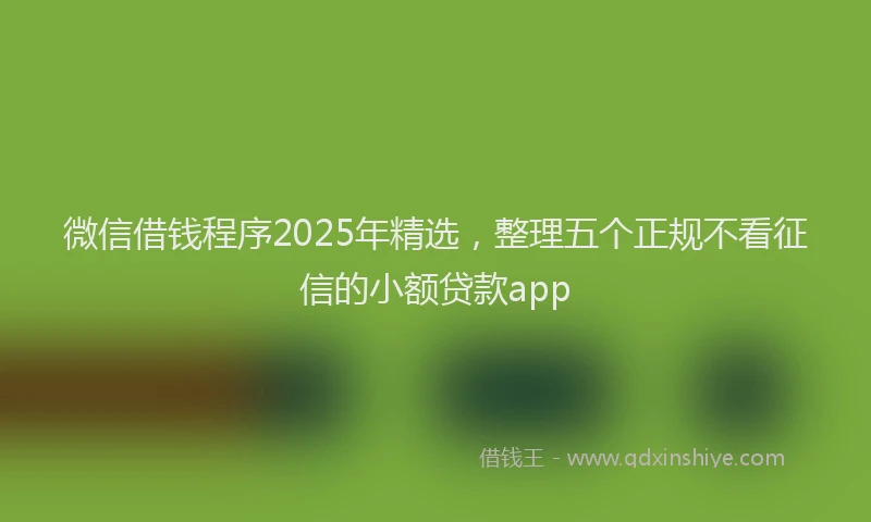 微信借钱程序2025年精选，整理五个正规不看征信的小额贷款app