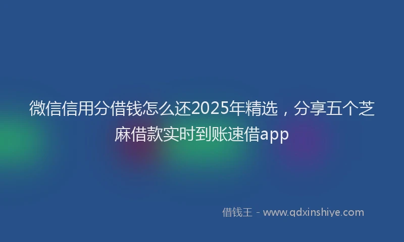 微信信用分借钱怎么还2025年精选，分享五个芝麻借款实时到账速借app