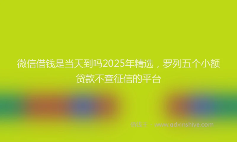 微信借钱是当天到吗2025年精选，罗列五个小额贷款不查征信的平台