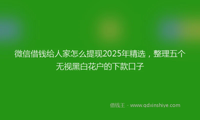 微信借钱给人家怎么提现2025年精选，整理五个无视黑白花户的下款口子