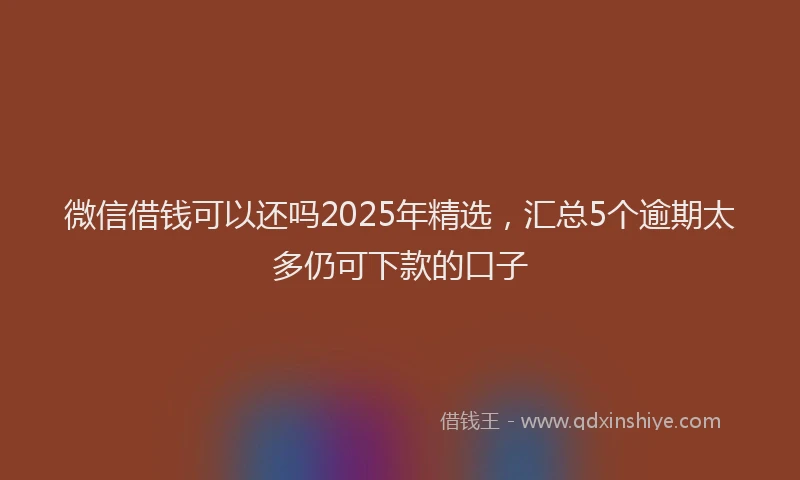 微信借钱可以还吗2025年精选，汇总5个逾期太多仍可下款的口子