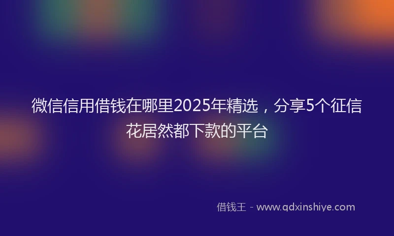 微信信用借钱在哪里2025年精选，分享5个征信花居然都下款的平台