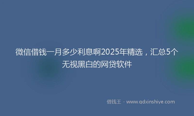 微信借钱一月多少利息啊2025年精选，汇总5个无视黑白的网贷软件
