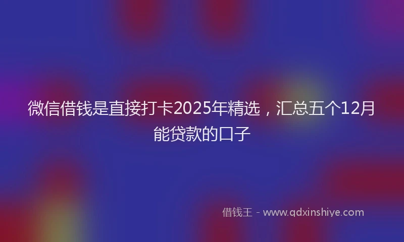 微信借钱是直接打卡2025年精选，汇总五个12月能贷款的口子