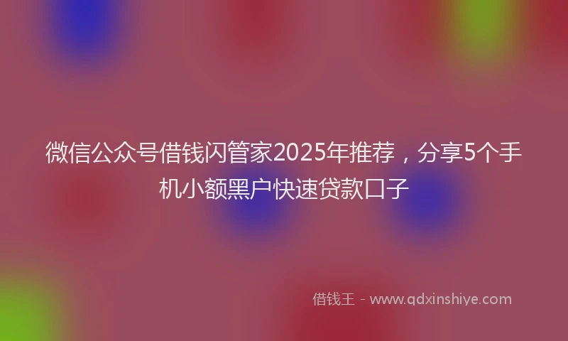 微信公众号借钱闪管家2025年推荐，分享5个手机小额黑户快速贷款口子