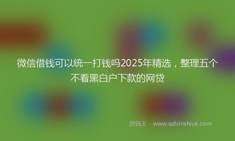 微信借钱可以统一打钱吗2025年精选，整理五个不看黑白户下款的网贷