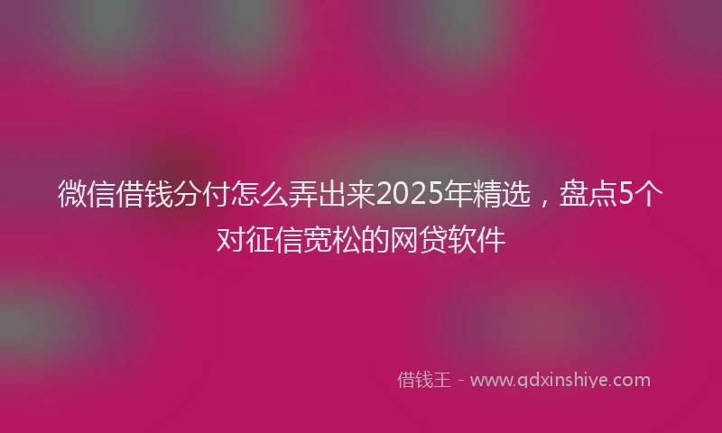 微信借钱分付怎么弄出来2025年精选，盘点5个对征信宽松的网贷软件