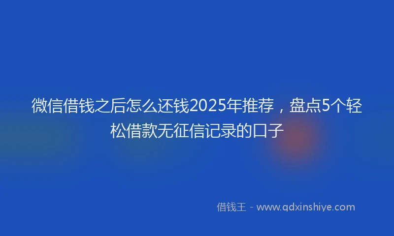 微信借钱之后怎么还钱2025年推荐，盘点5个轻松借款无征信记录的口子