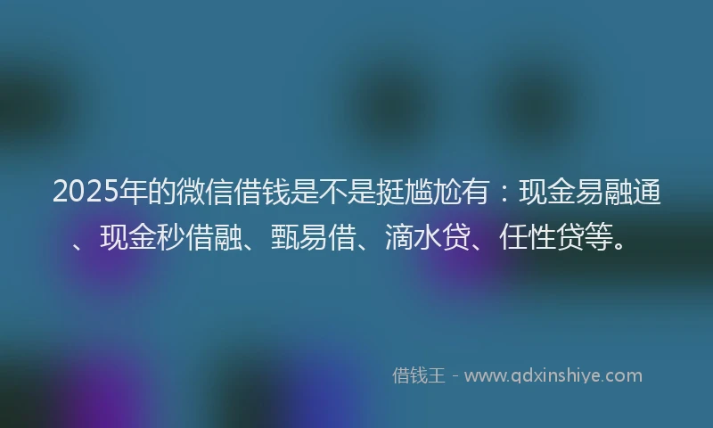 2025年的微信借钱是不是挺尴尬有：现金易融通、现金秒借融、甄易借、滴水贷、任性贷等。