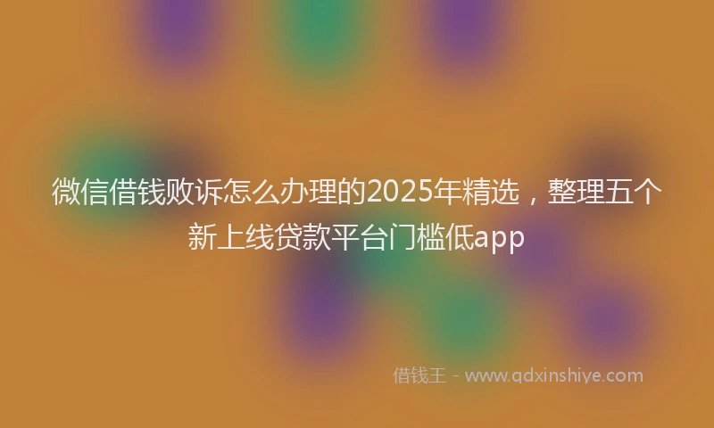 微信借钱败诉怎么办理的2025年精选，整理五个新上线贷款平台门槛低app