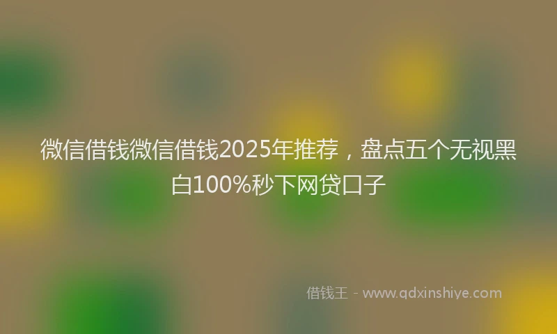 微信借钱微信借钱2025年推荐，盘点五个无视黑白100%秒下网贷口子