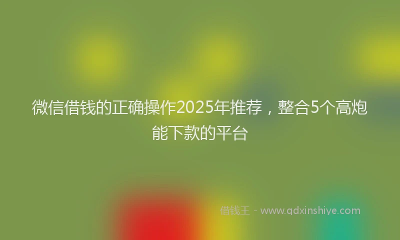 微信借钱的正确操作2025年推荐，整合5个高炮能下款的平台
