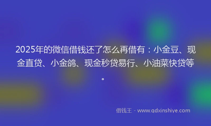 2025年的微信借钱还了怎么再借有：小金豆、现金直贷、小金鸽、现金秒贷易行、小油菜快贷等。