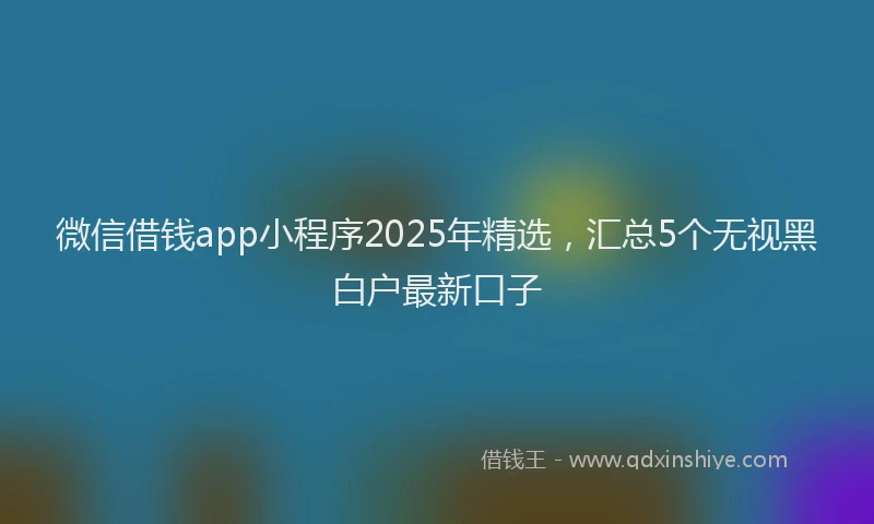 微信借钱app小程序2025年精选，汇总5个无视黑白户最新口子