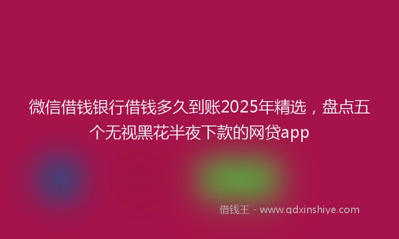 微信借钱银行借钱多久到账2025年精选，盘点五个无视黑花半夜下款的网贷app