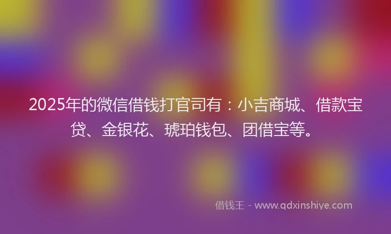 2025年的微信借钱打官司有：小吉商城、借款宝贷、金银花、琥珀钱包、团借宝等。