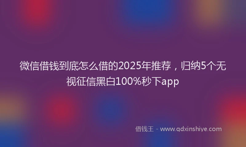 微信借钱到底怎么借的2025年推荐，归纳5个无视征信黑白100%秒下app