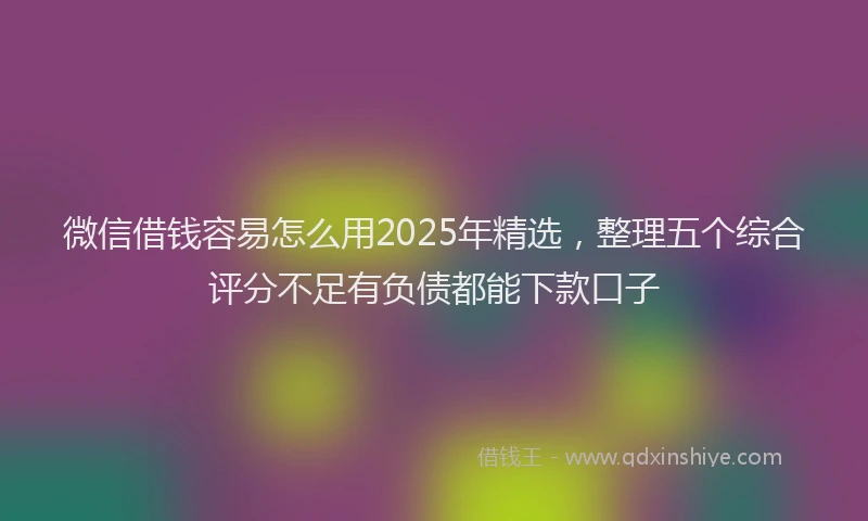 微信借钱容易怎么用2025年精选，整理五个综合评分不足有负债都能下款口子