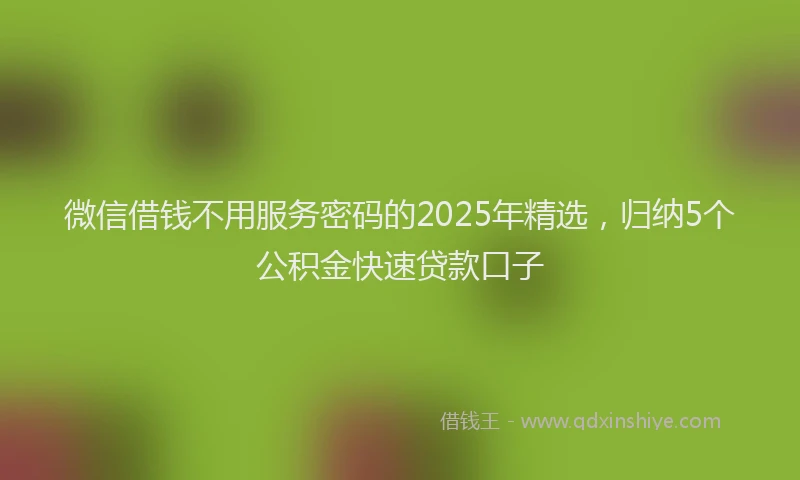 微信借钱不用服务密码的2025年精选，归纳5个公积金快速贷款口子