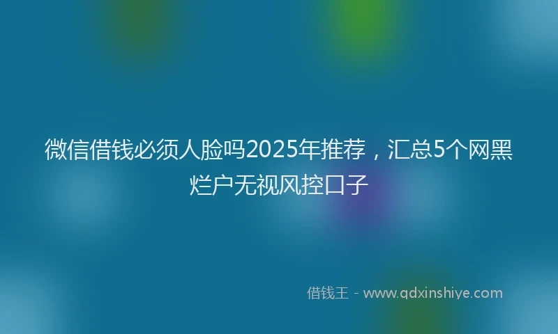 微信借钱必须人脸吗2025年推荐，汇总5个网黑烂户无视风控口子