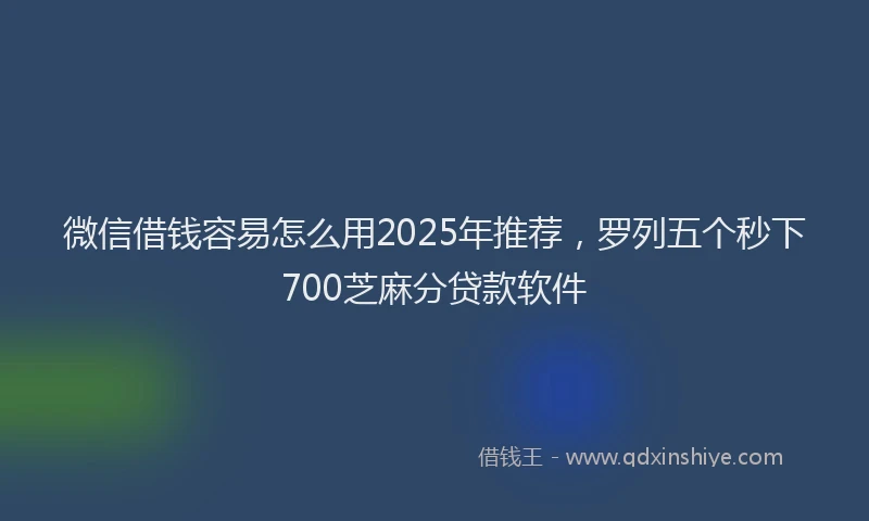 微信借钱容易怎么用2025年推荐，罗列五个秒下700芝麻分贷款软件
