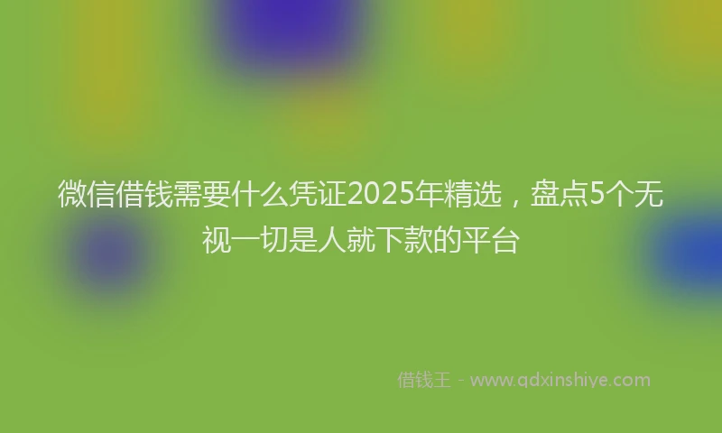 微信借钱需要什么凭证2025年精选，盘点5个无视一切是人就下款的平台