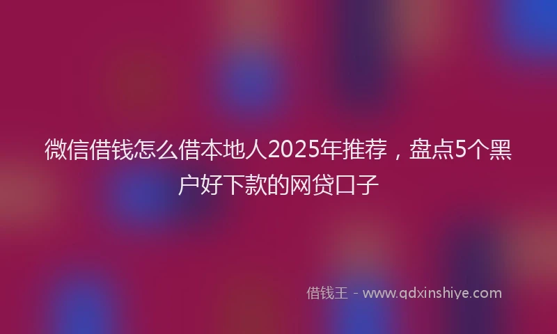 微信借钱怎么借本地人2025年推荐，盘点5个黑户好下款的网贷口子