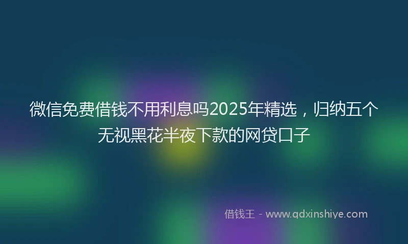 微信免费借钱不用利息吗2025年精选，归纳五个无视黑花半夜下款的网贷口子