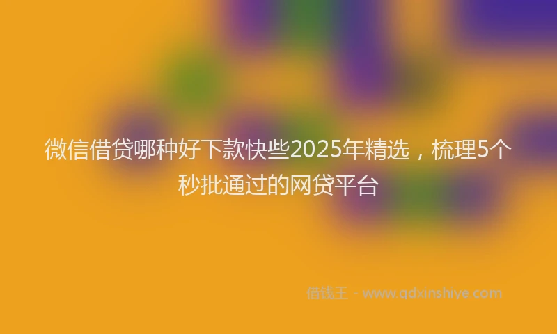微信借贷哪种好下款快些2025年精选，梳理5个秒批通过的网贷平台