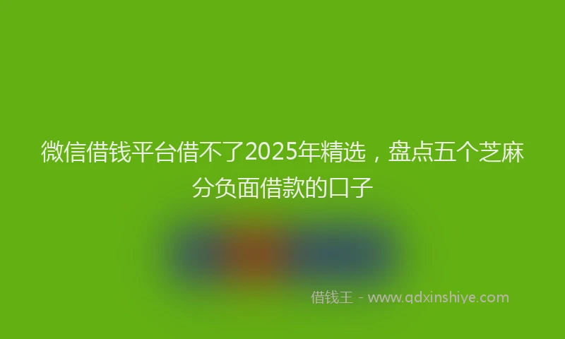 微信借钱平台借不了2025年精选，盘点五个芝麻分负面借款的口子