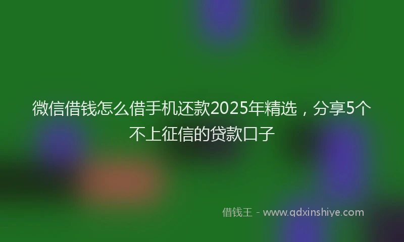 微信借钱怎么借手机还款2025年精选，分享5个不上征信的贷款口子