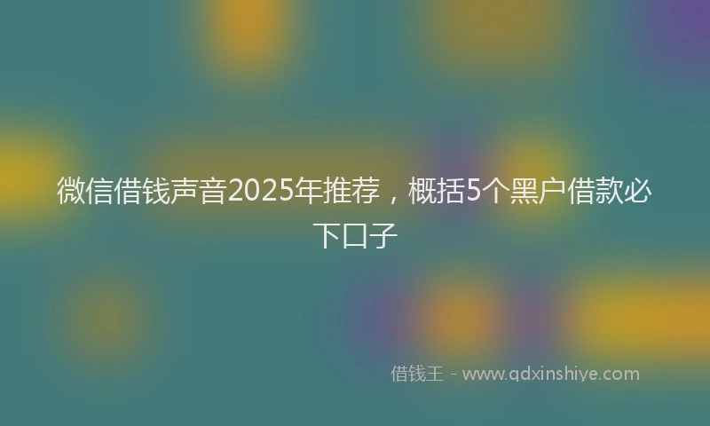 微信借钱声音2025年推荐，概括5个黑户借款必下口子