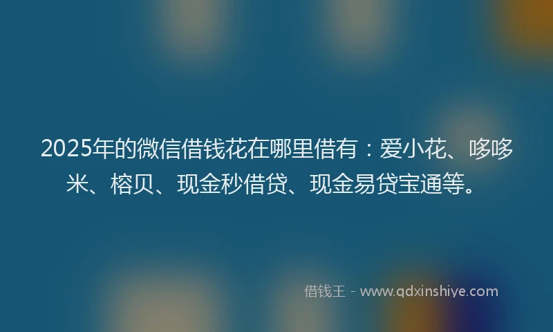 2025年的微信借钱花在哪里借有：爱小花、哆哆米、榕贝、现金秒借贷、现金易贷宝通等。